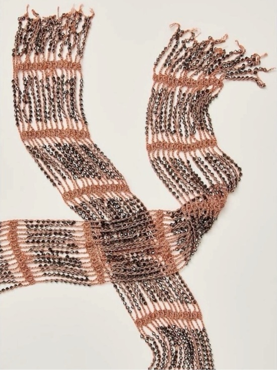Free People Bohemian Damsel Metallic Beaded Crochet Wrap Belt & Skinny Scarf NWT main image 12
